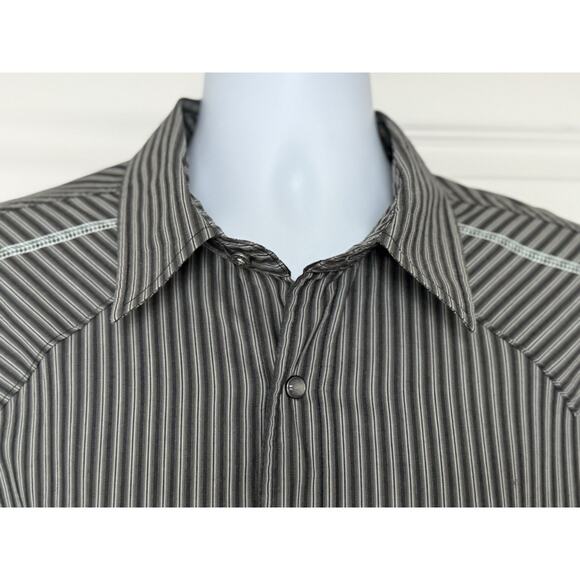 CINCH Men's Western Modern Fit Pearl Snap Long Sleeve Shirt Gray Stripe Sz L EUC - Picture 5 of 15